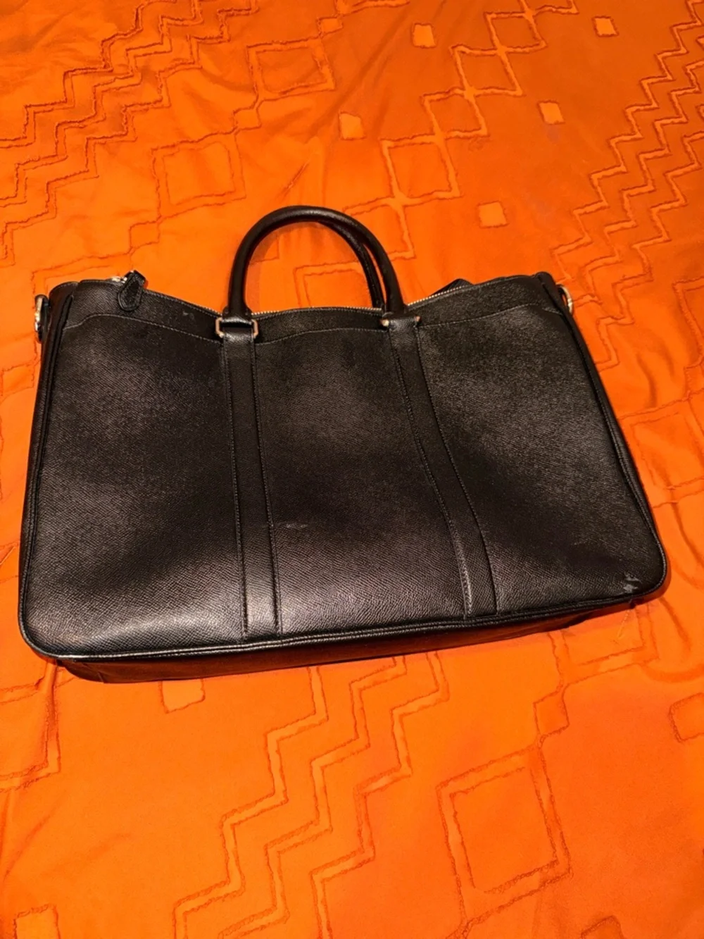 Coach Leather Briefcase Laptop Bag F59141 Black Razor Metropolitan